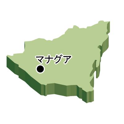 ニカラグア共和国無料フリーイラスト｜首都名・立体(緑)